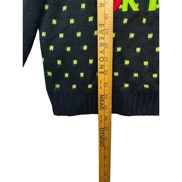 Ugly Christmas Sweater "Are You Naughty Or Nice?"  Sweater Medium Black & Green - Picture 5 of 8